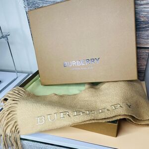 Burberry Beige Cashmere Scarf with Fringe Authentic